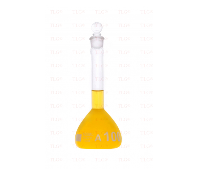 Serialized and Certified Volumetric Flask, Class A, Wide Mouth, With Glass Stopper, As Per USP Standards