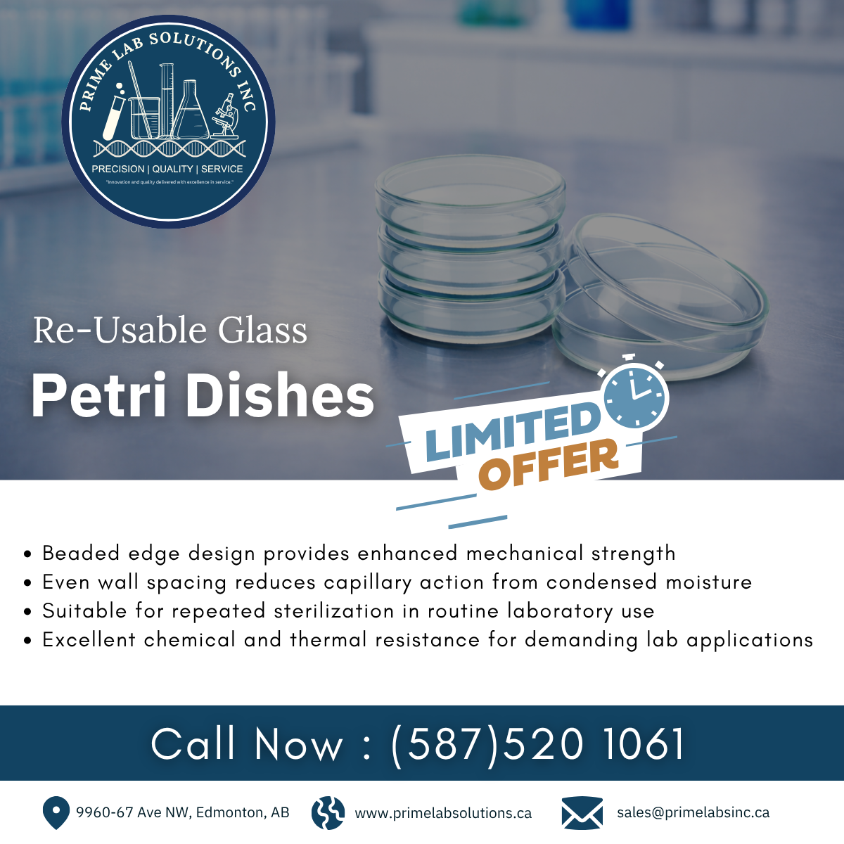 Re-Usable Glass Petri Dishes